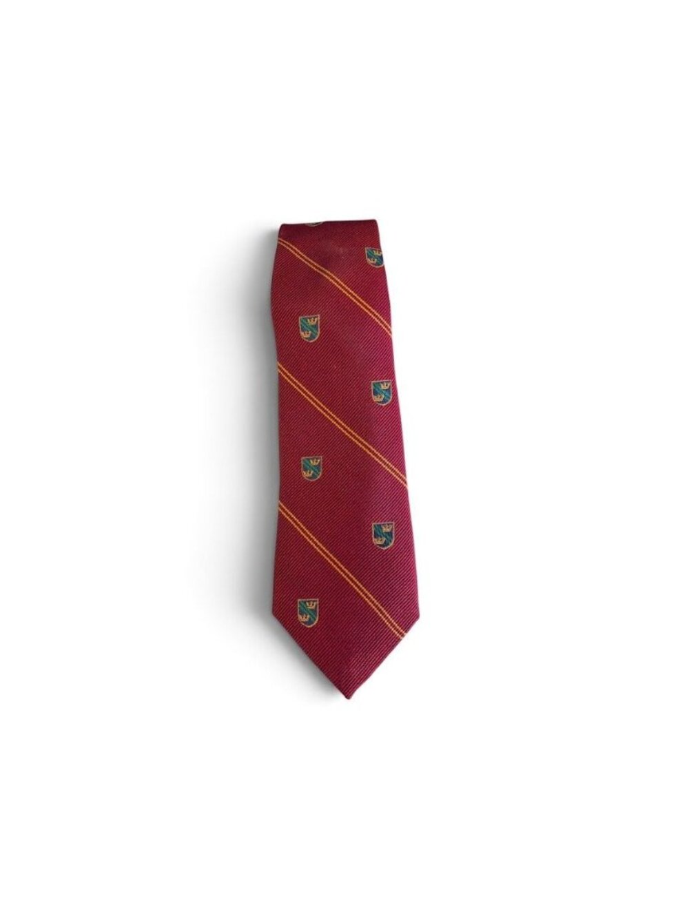 Boys Crewcuts Striped Burgundy Tie With Crest Logo Design